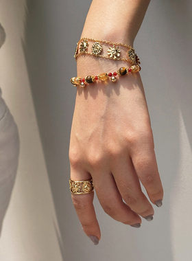 【秋冬新品】莓拉「古城光辉」美拉德系镂空软手链叠戴女款