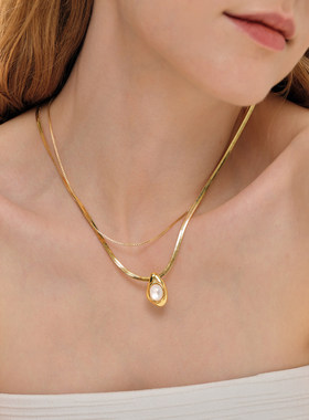 莓拉「水生浮想」玛瑙吊坠项链女新中式清冷高级感双层锁骨链百搭