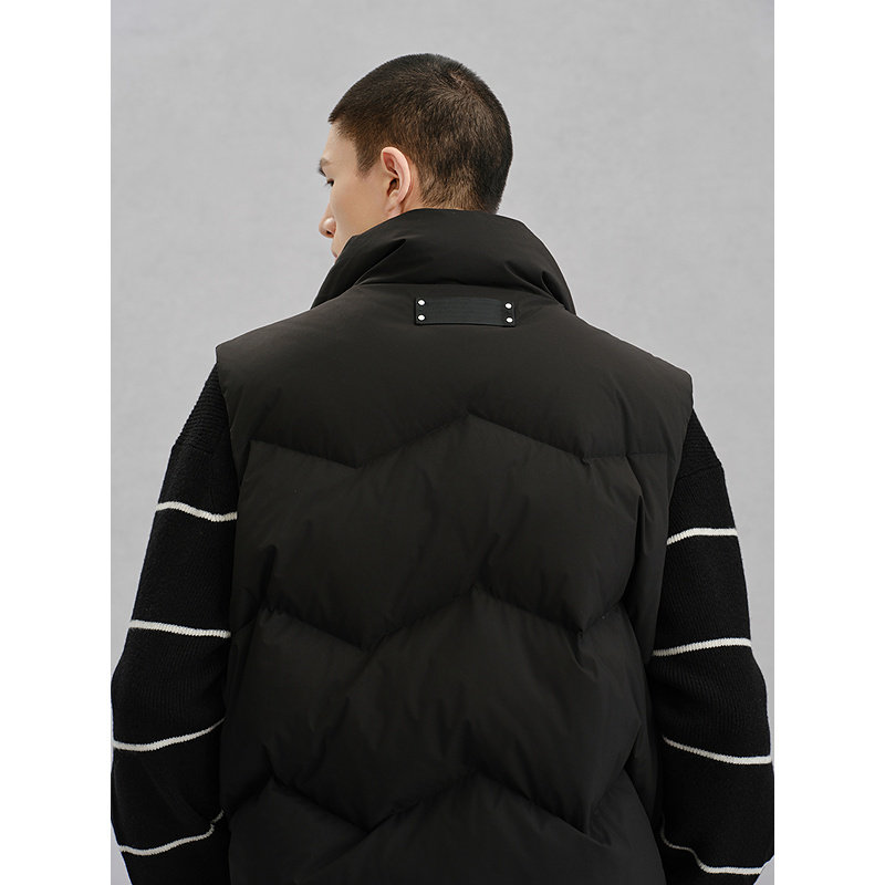 GXG男装 黑色暗格立领通勤羽绒马甲男 24年冬G24X094009,淘宝优惠券,粉丝福利购,淘宝优惠卷