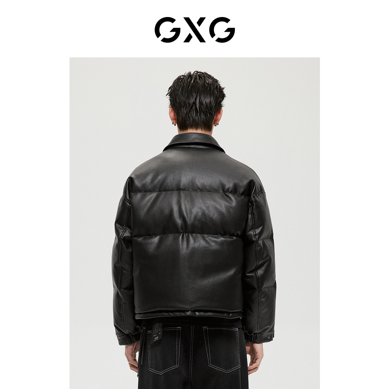 GXG男装 商场同款黑色翻领羽绒服男士pu厚外套22年冬季新品 - 图2