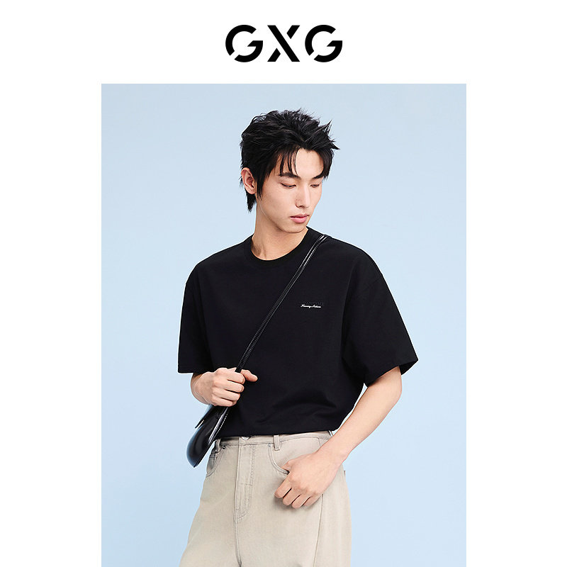 GXG男装 多色简约基础圆领短袖T恤24年夏品G24X442128 - 图3