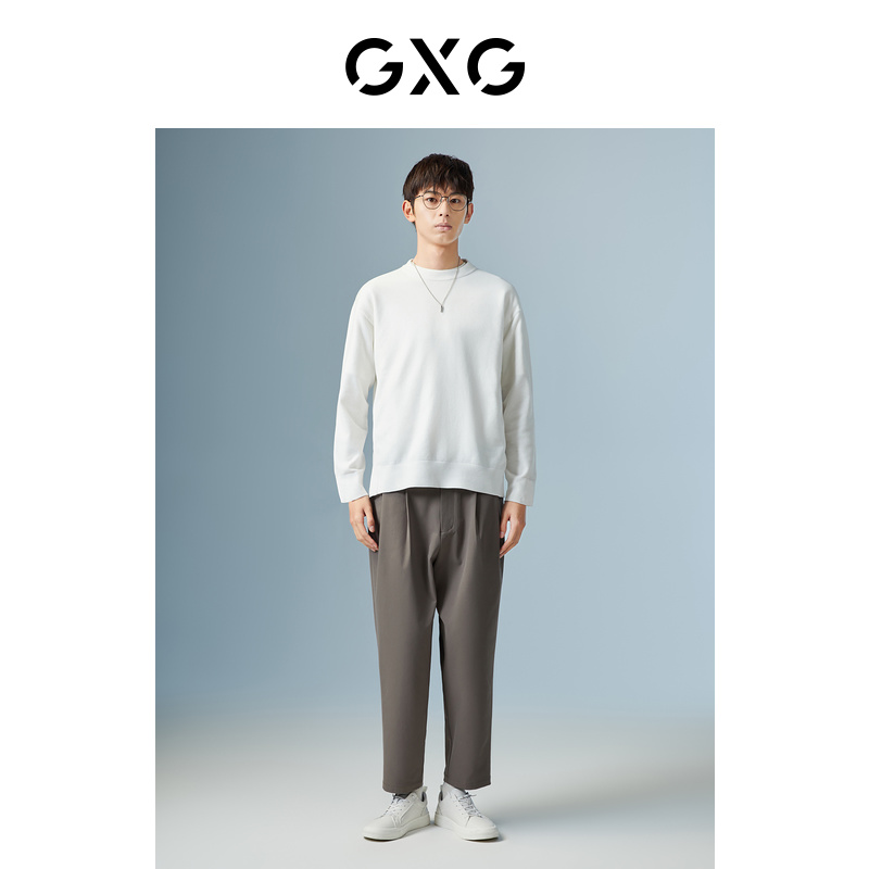 GXG男装 商场同款白色低领毛衫 22年秋季新品极简未来系列