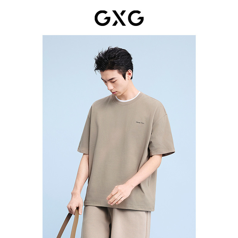 GXG男装 多色简约基础圆领短袖T恤24年夏品G24X442128 - 图2