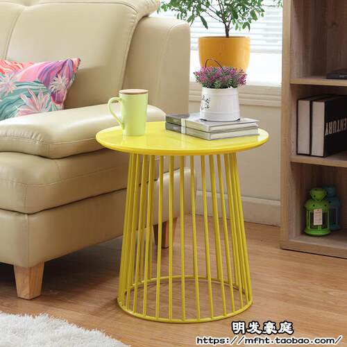 轻奢茶几设计师小圆几现代简约圆形钛金属轻奢黑色铁艺洽谈边角几 - 图0