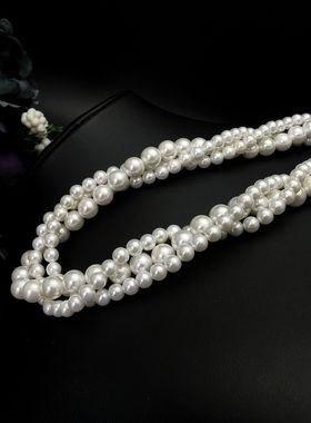 多层年轻款叠戴锁骨链法式珍珠