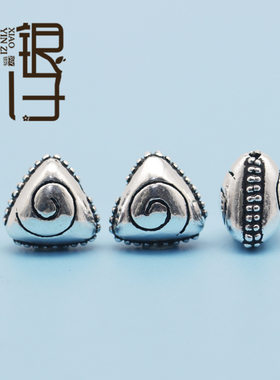 s925纯银爱心方形三角几何鼓珠