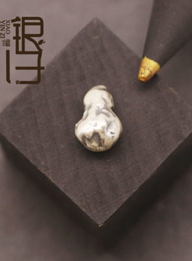 S999足银diy不规则凹凸圆珠桶珠