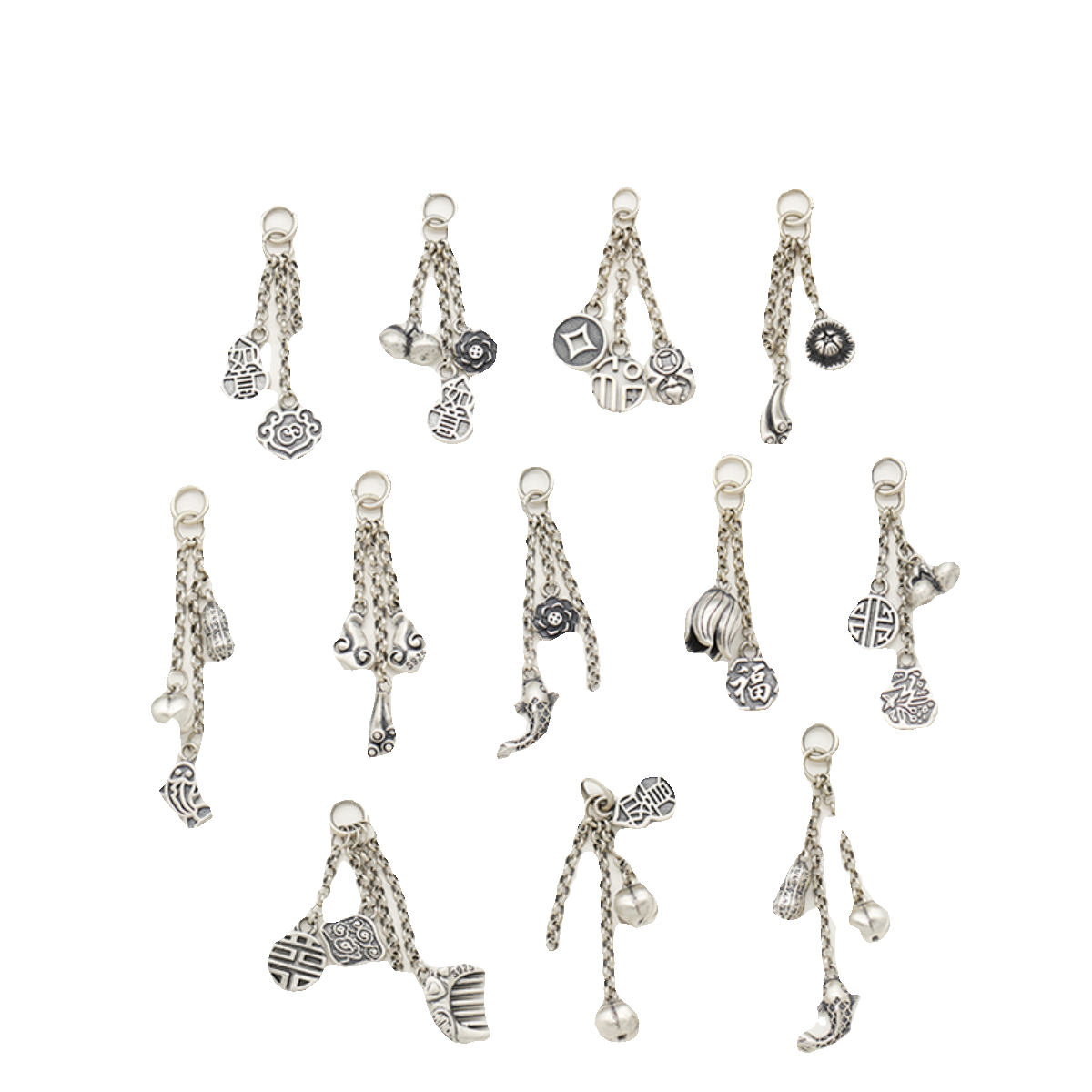 精工流苏吊坠 如意葫芦柿子锦鲤组合挂坠 S925银DIY编绳串珠配件 - 图3