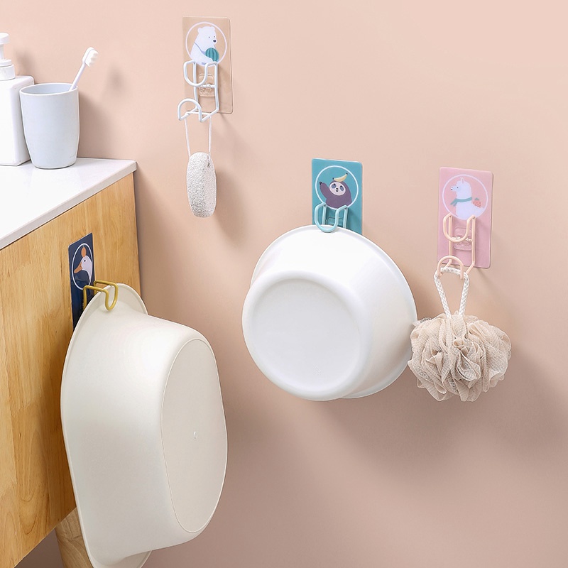 推荐Creative cartoon washbasin adhesive hook punch-free trac - 图2