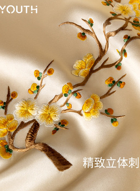 春夏刺绣女丝巾100%桑蚕丝