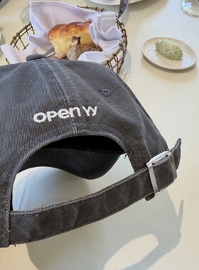 上海快闪限定棒球帽水洗灰色做旧帽子openy爱你废土风轻奢加宽