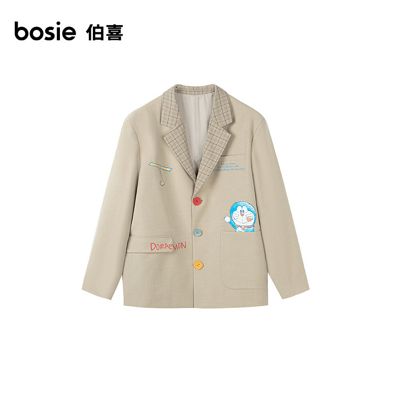 【哆啦A梦】bosie伯喜2025年秋季新款趣味印花西服男情侣宽松外套,淘宝优惠券,粉丝福利购,淘宝优惠卷