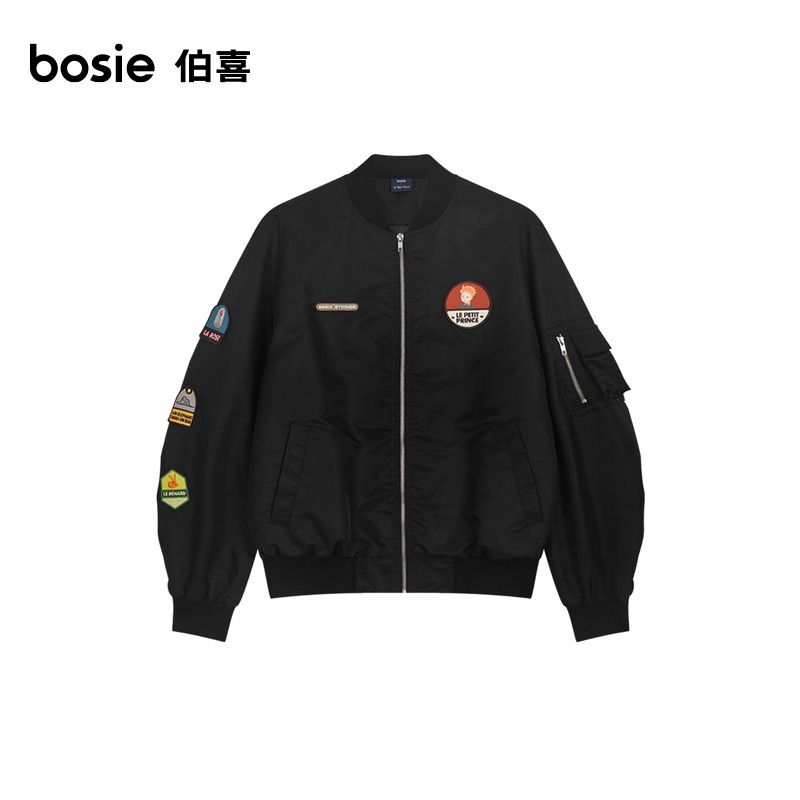 【小王子联名】bosie2024年春季新款夹克男情侣棒球服撞色外套潮