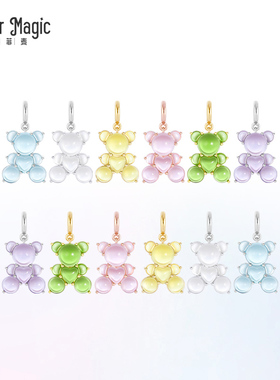 mofermagic珍珠银项链小熊设计