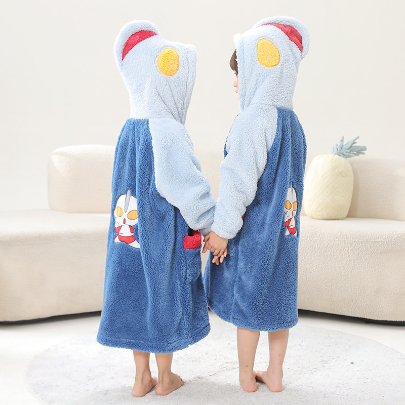 儿童加厚睡袍奥特曼浴袍秋冬款法兰绒加长宝宝男童女童卡通睡衣,淘宝优惠券,粉丝福利购,淘宝优惠卷
