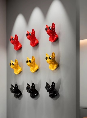 创意斗牛犬狗壁挂餐厅酒吧宠物店铺墙面装饰网红打卡墙挂件工艺品