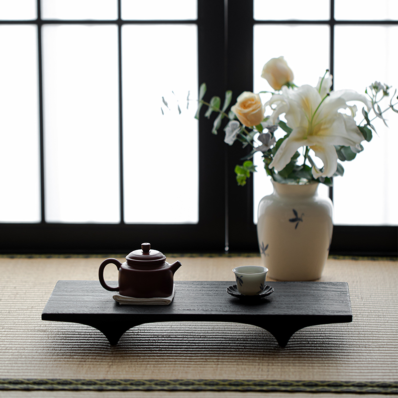 草木祠 炭烧胡桃木茶台 干泡盘一壶两杯小茶盘日式侘寂风实木壶承