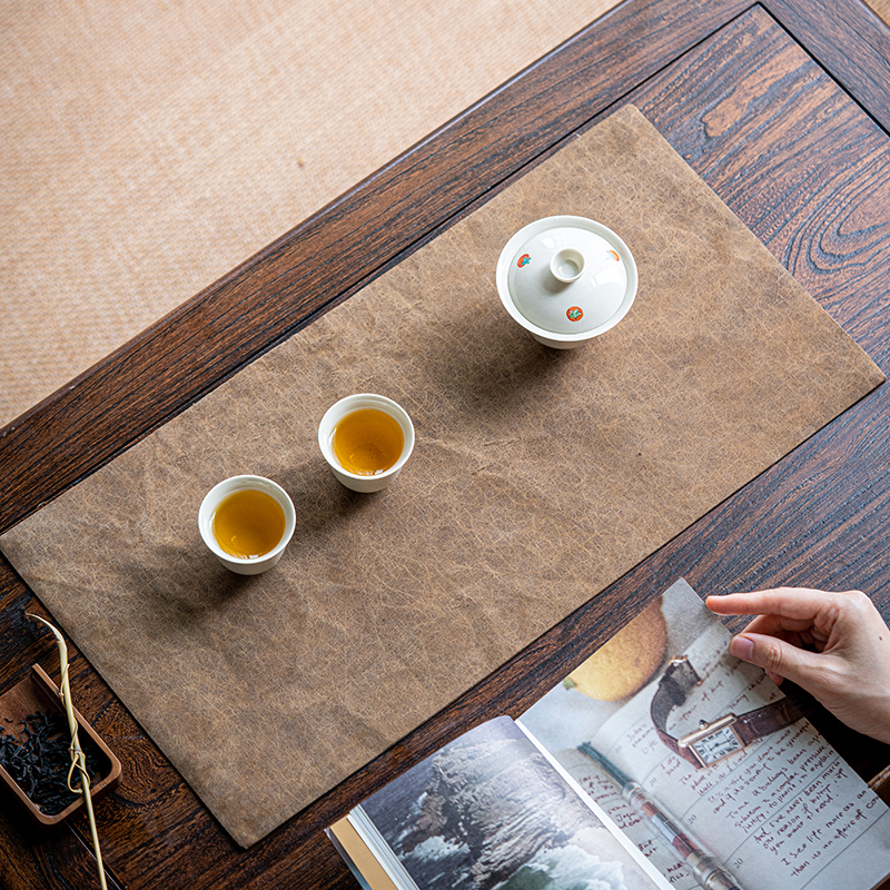 草木祠 香云纱双面干泡茶席布新中式禅意桌旗高端茶垫子双层茶垫