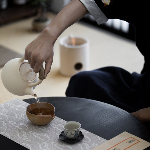 草木祠日式白泥手工烧水煮茶壶泡茶壶温茶炉碳炉酒精炭火炉提梁壶 - 图2