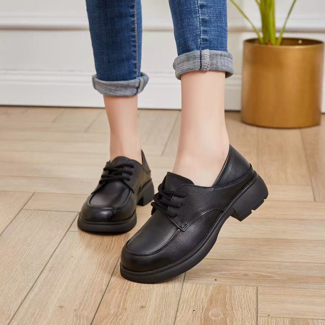 2026爆款鞋子女头层牛皮女鞋新款小皮鞋百搭软底低跟系带真皮单鞋,淘宝优惠券,粉丝福利购,淘宝优惠卷