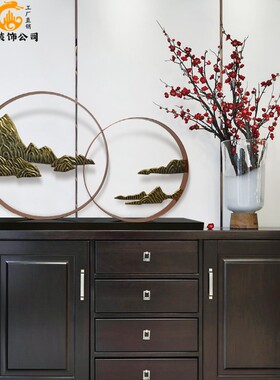 新中式风样板间电视柜软装摆件