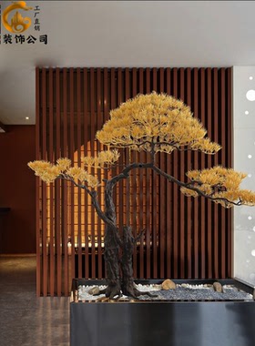 新中式迎客松摆件大堂招财