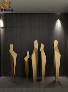 现代简约创意抽象铁艺人物摆件样板房新中式客厅书架玄关装饰摆设