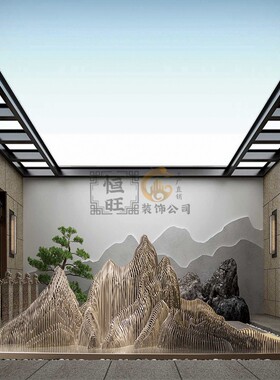 铁艺金属假山摆件酒店会所落地