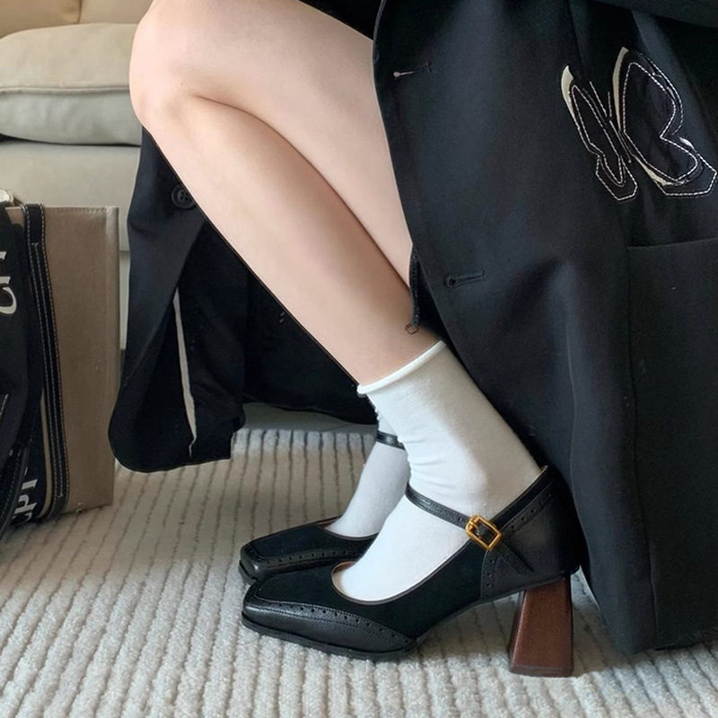 大码女鞋41一43胖脚宽肥复古浅口方头玛丽珍鞋女配裙子粗跟高跟鞋,淘宝优惠券,粉丝福利购,淘宝优惠卷