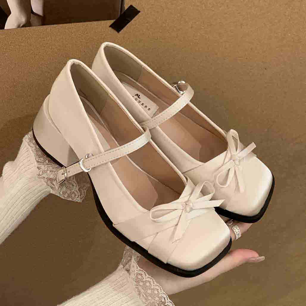 大码女鞋41到43胖脚宽肥法式蝴蝶结玛丽珍鞋女仙女风百搭粗跟单鞋,淘宝优惠券,粉丝福利购,淘宝优惠卷