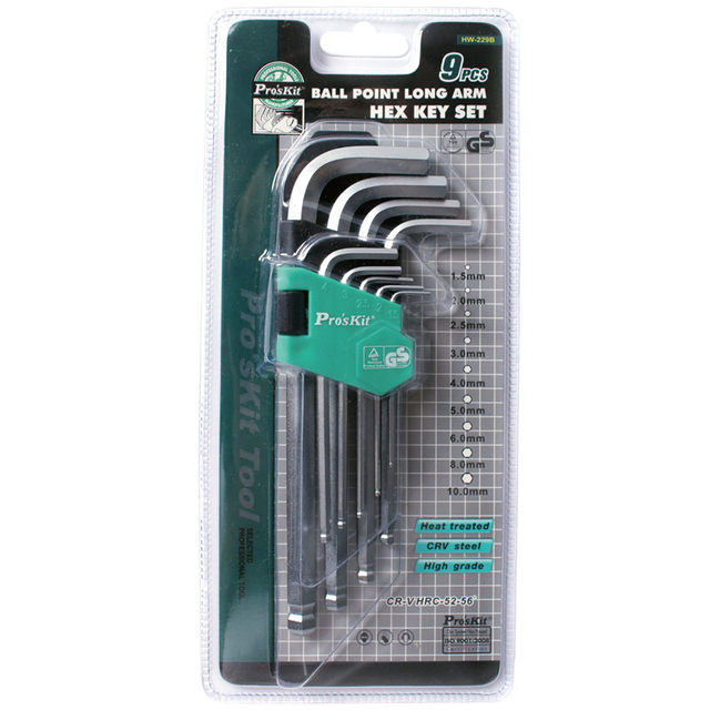 Taiwan Baogong HW-229B 9-piece set of long ball head hexagon wrench set special-length hexagon wrench set
