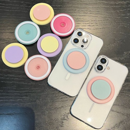 撞色多巴胺磁吸气囊手机支架新款吸附式背贴桌面支撑气垫强磁力手机架配件手持指环扣适用苹果16promax15女14 - 图2