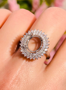 戒指空托S925纯银戒托活口女