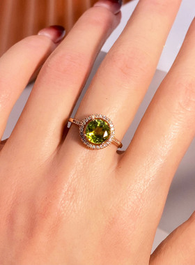 精致围钻戒指空托S925纯银镶嵌宝石戒托圆形3-10mm女活口可调节