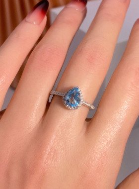 水滴梨形宝石戒指空托闭口女