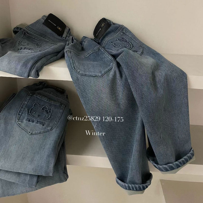 女童加绒牛仔直筒裤中大童裤子2025冬季新款童装 口袋细节好看的,淘宝优惠券,粉丝福利购,淘宝优惠卷