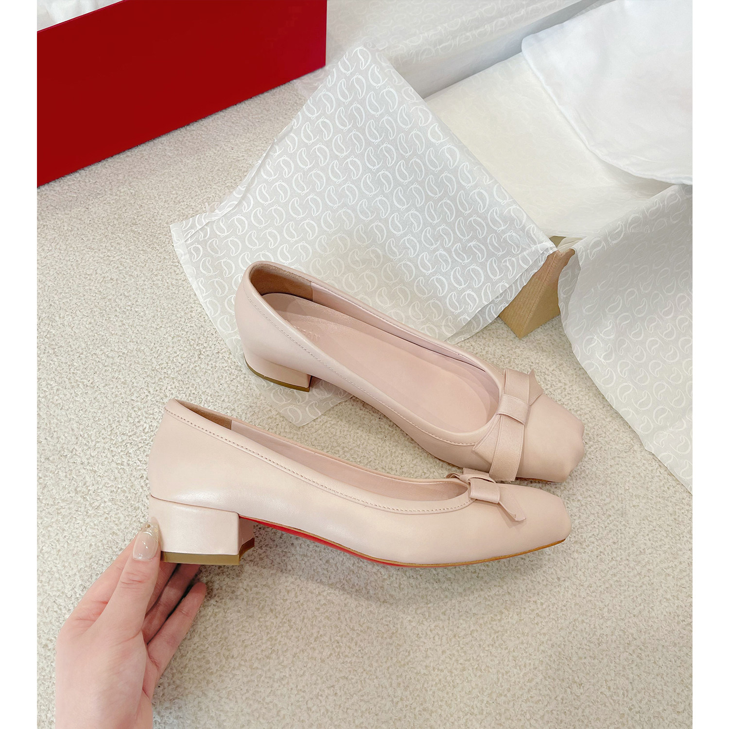 【benefanfan】龙心同款蝴蝶结粗跟芭蕾舞鞋真皮底套包中跟单鞋女,淘宝优惠券,粉丝福利购,淘宝优惠卷