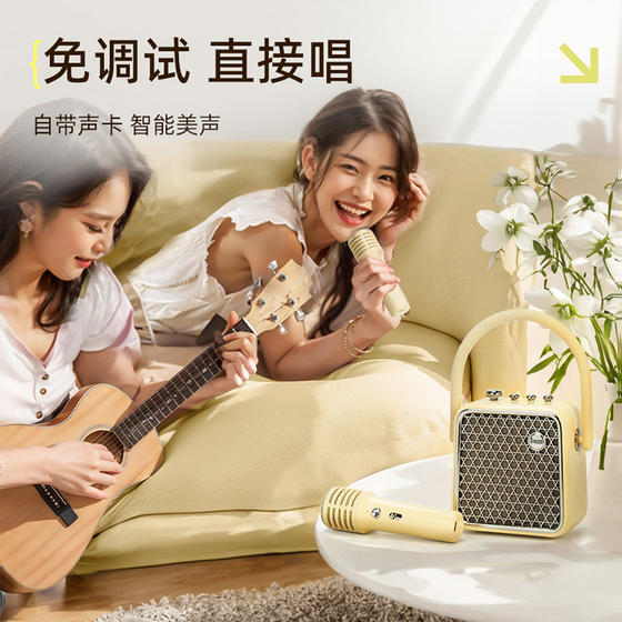 Divoom点音显眼包音响家用蓝牙ktv音响话筒一体便携户外双麦克风