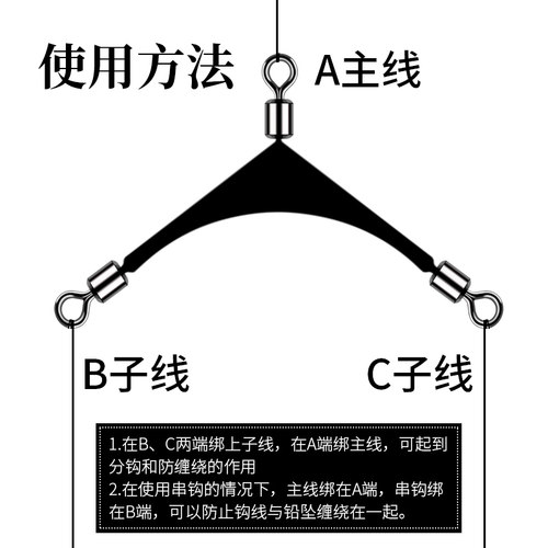 子线分叉器 鱼钩防缠绕双钩定距钓鱼鱼线人字海钓分叉器 路亚转环 - 图0