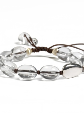 CFCO【简叙】天然白水晶豆型时尚设计小众百搭手串