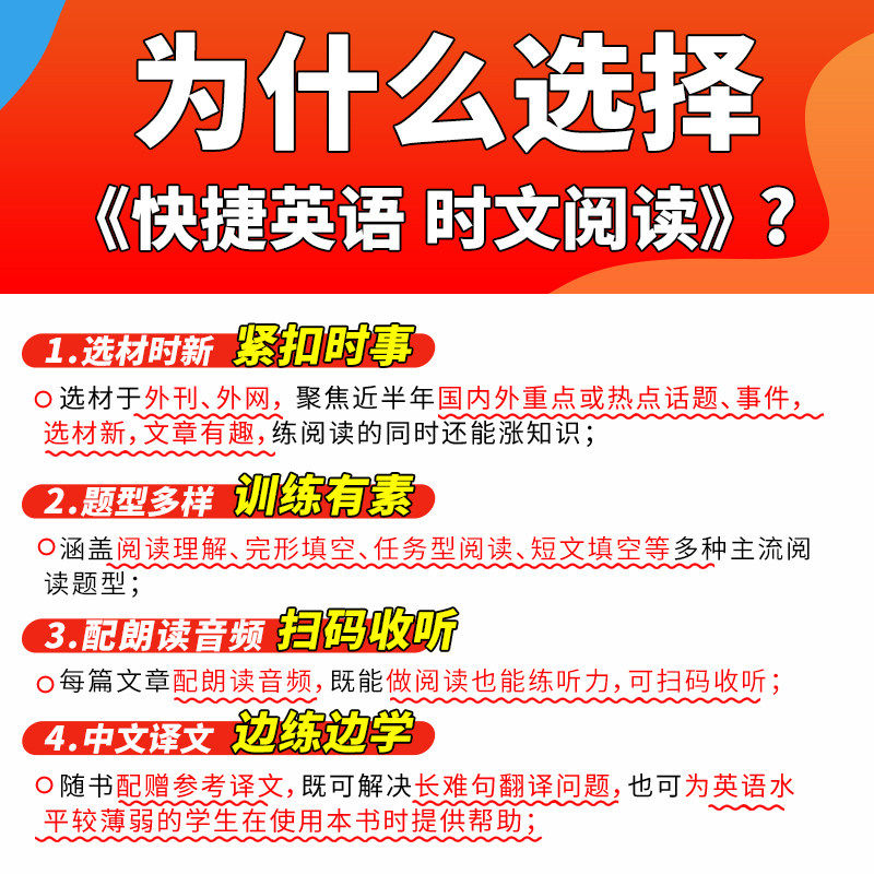 2024快捷英语时文阅读第26期第25期第24期七八九年级上册下册完形填空与阅读理解中考阅读与热点写作题型听力周周练初中英语词汇