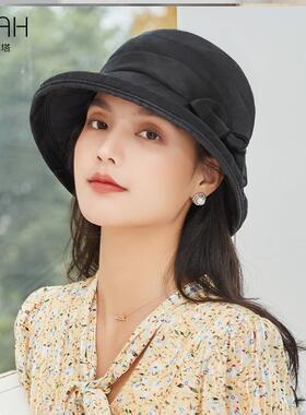 布塔时尚真丝遮阳帽女士防紫外线遮脸凉帽防晒可折叠妈妈帽子