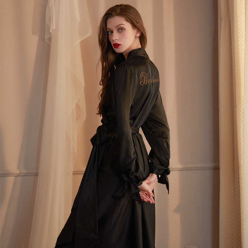 新娘高级感冰丝结婚睡袍薄婚礼晨袍 熙趣睡袍/浴袍