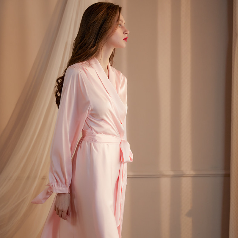 新娘高级感冰丝结婚睡袍薄婚礼晨袍 熙趣睡袍/浴袍