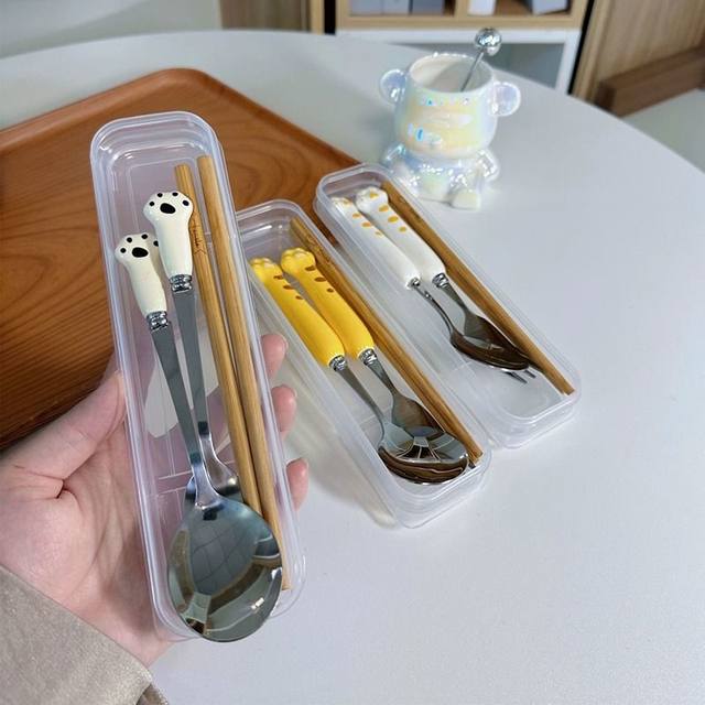 Wooden chopsticks and spoon three-piece set student adult tableware