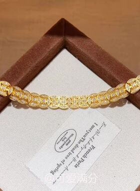 「八方来财」千金感爆闪金色铜钱手链新中式精致时尚气质新年手饰