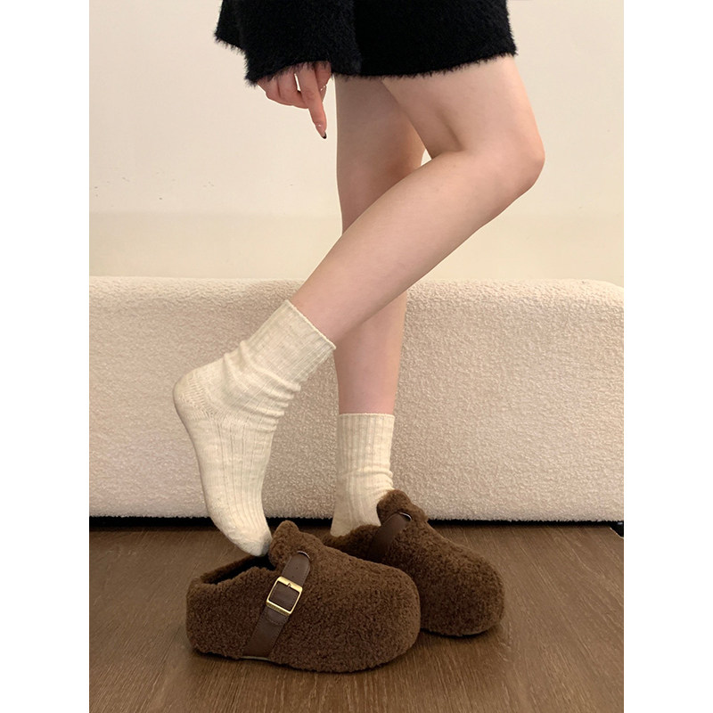 松糕厚底增高加绒勃肯鞋毛毛拖鞋女外穿2025冬季新款雪地靴棉拖鞋,淘宝优惠券,粉丝福利购,淘宝优惠卷