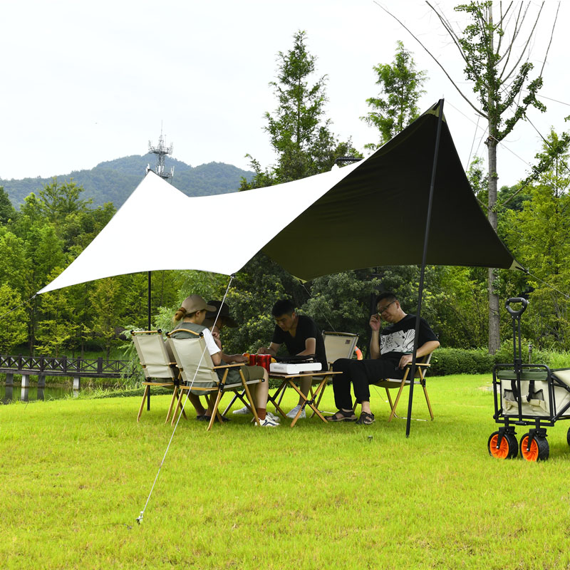 黑胶天幕帐篷户外便携式露营装备野营野餐防晒八角遮阳棚幕布防雨 - 图0