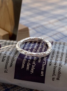 s925纯银简约小众设计锡箔不规则开口戒指女气质百搭单戒食指5135