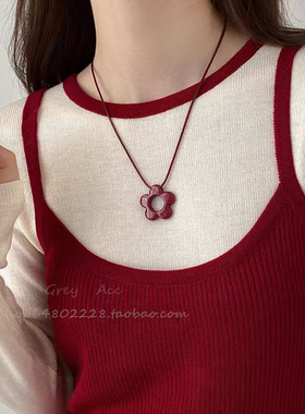 韩版简约长款花朵项链新款小众时尚小清新毛衣链卫衣链配饰